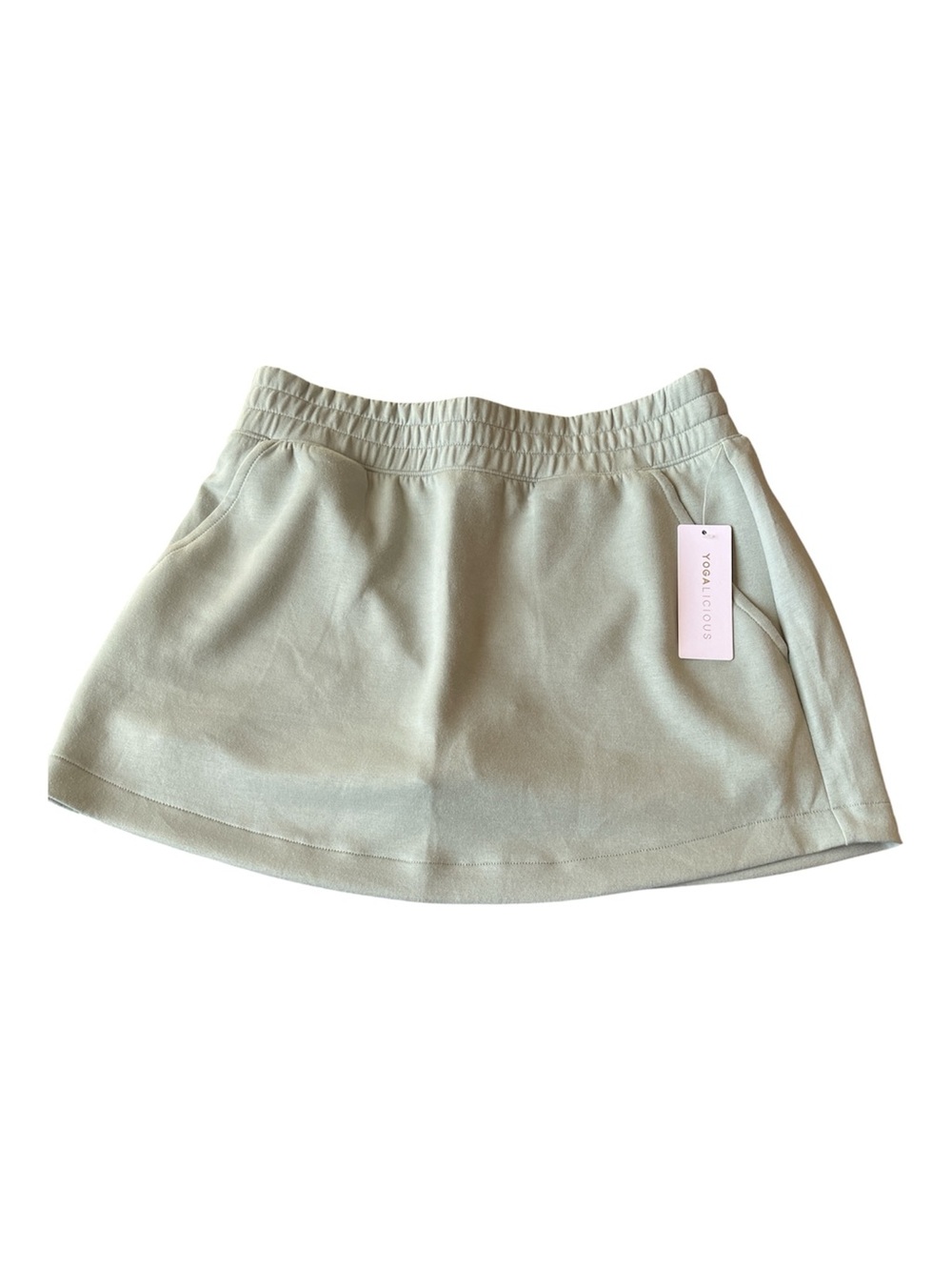 NWT Yogalicious Zuri Scuba Miniskort Skort L Green Milieu - Picture 2 of 6